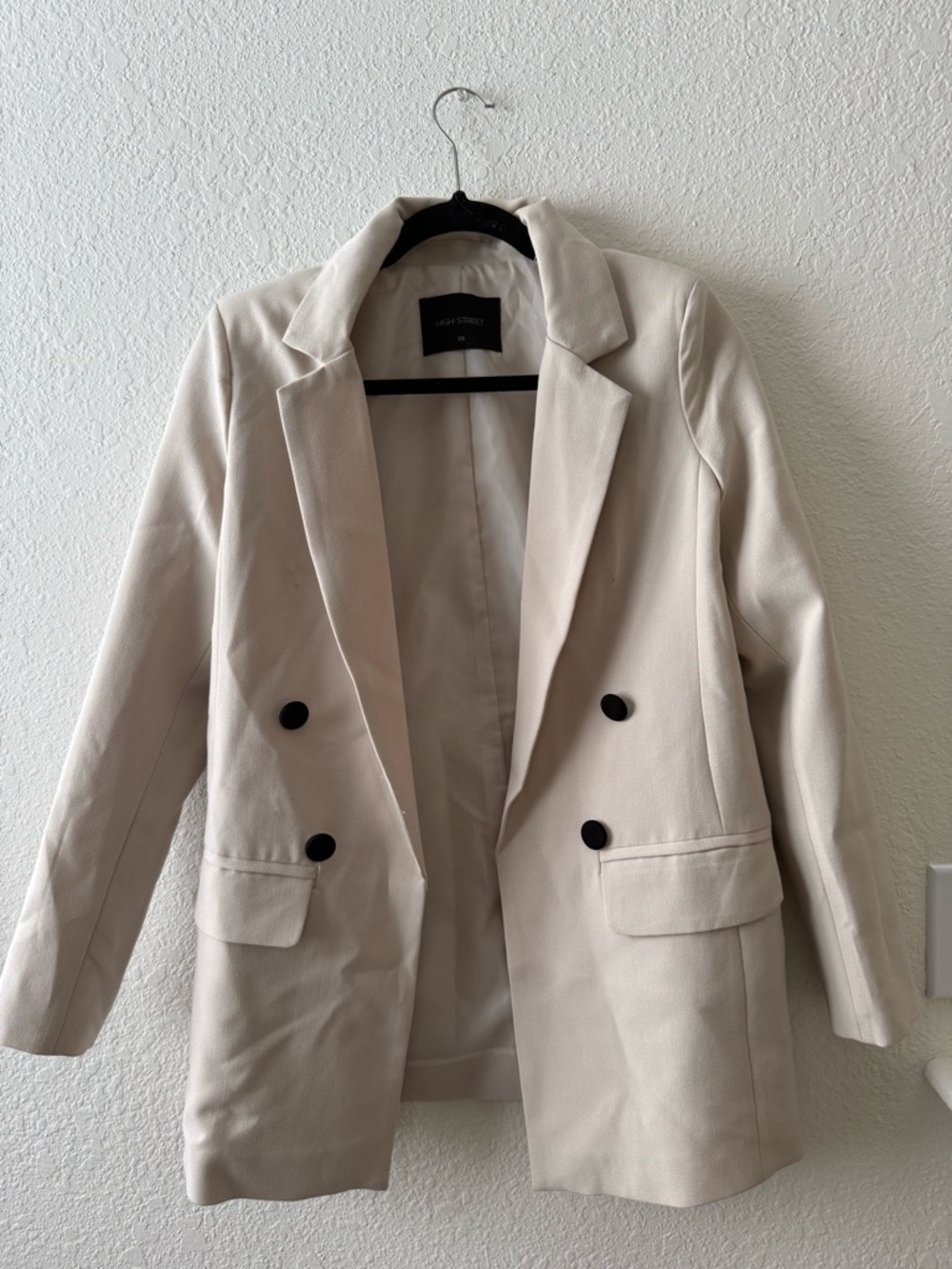 Light Cream Double-Breasted Blazer